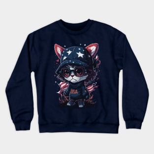 Patriotic Cat Crewneck Sweatshirt